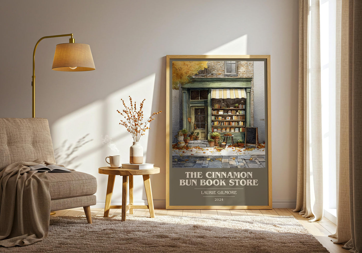 The Cinnamon Bun Book Store book cover print on bookshelf – Laurie Gilmore fan gift