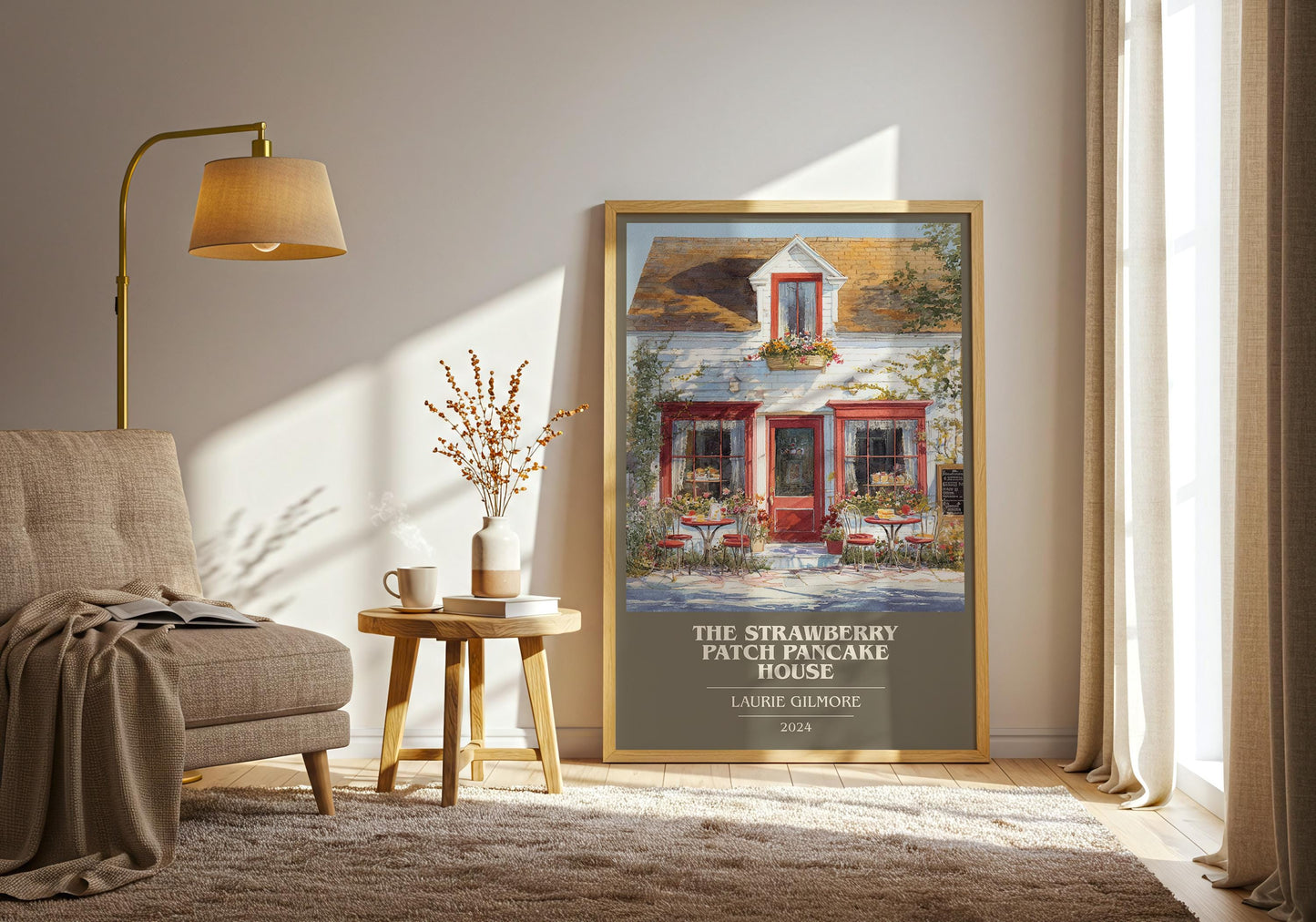 The Strawberry Patch Pancake House book cover poster paired in gallery wall – literary art prints