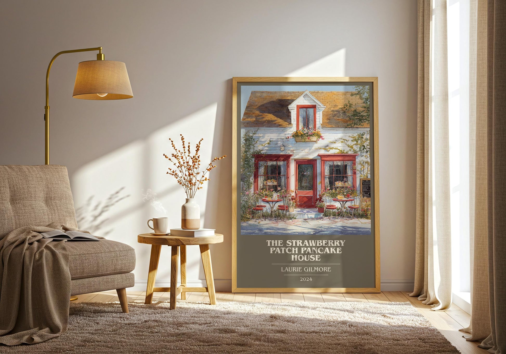 The Strawberry Patch Pancake House book cover poster paired in gallery wall – literary art prints