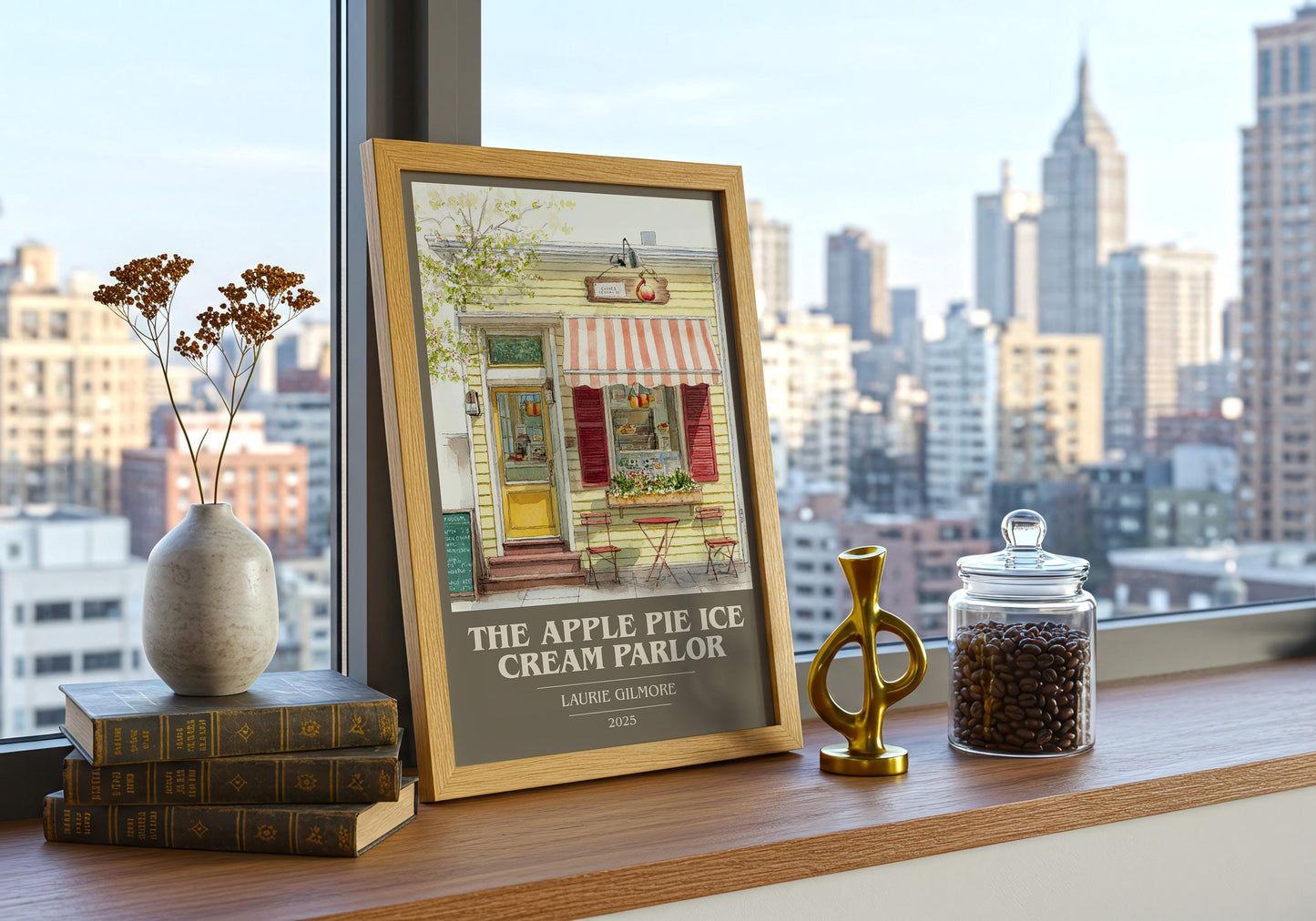 The Apple Pie Ice Cream Parlor book cover book poster framed on wall – romance wall art