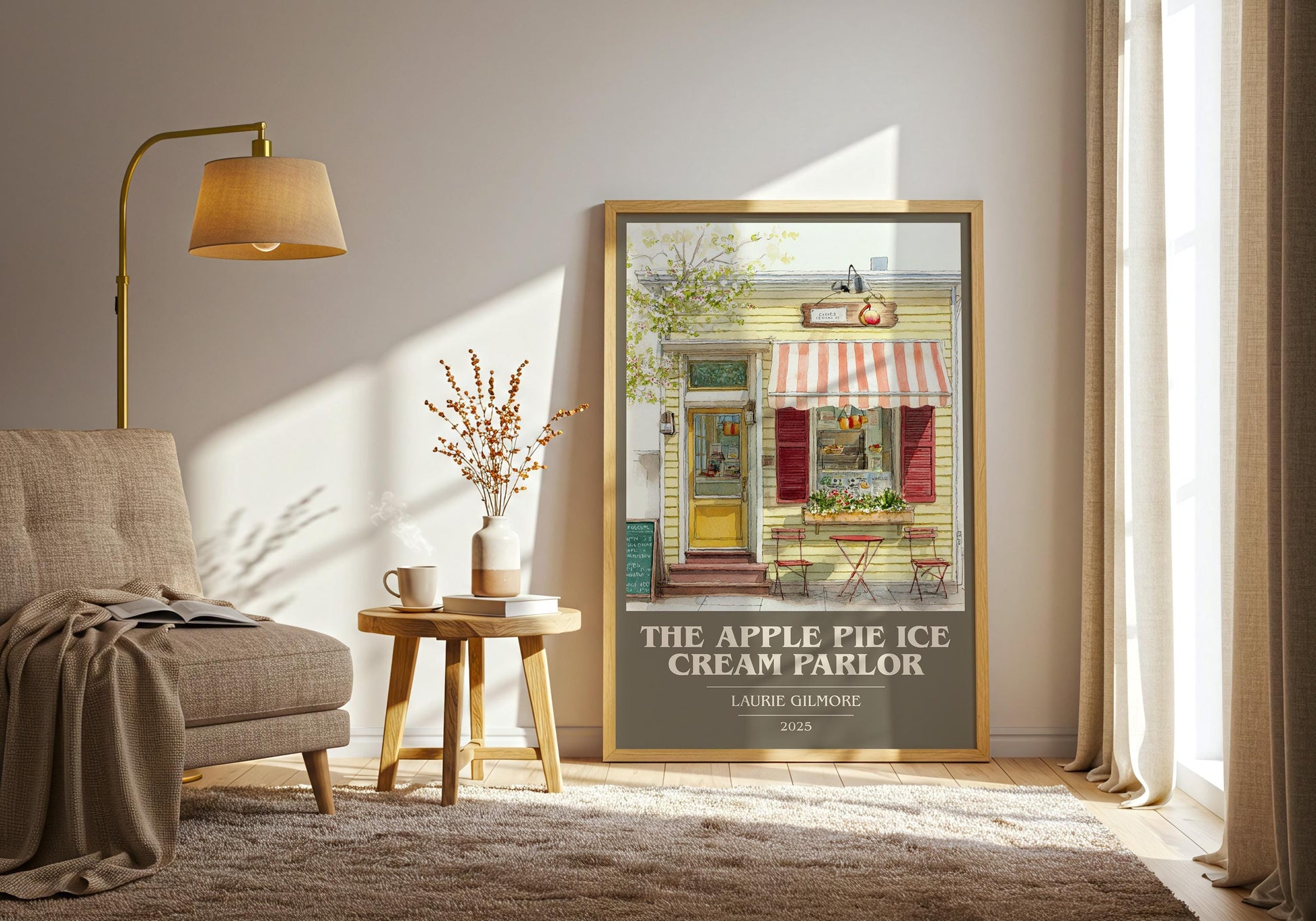 The Apple Pie Ice Cream Parlor book cover print on bookshelf – Laurie Gilmore fan gift