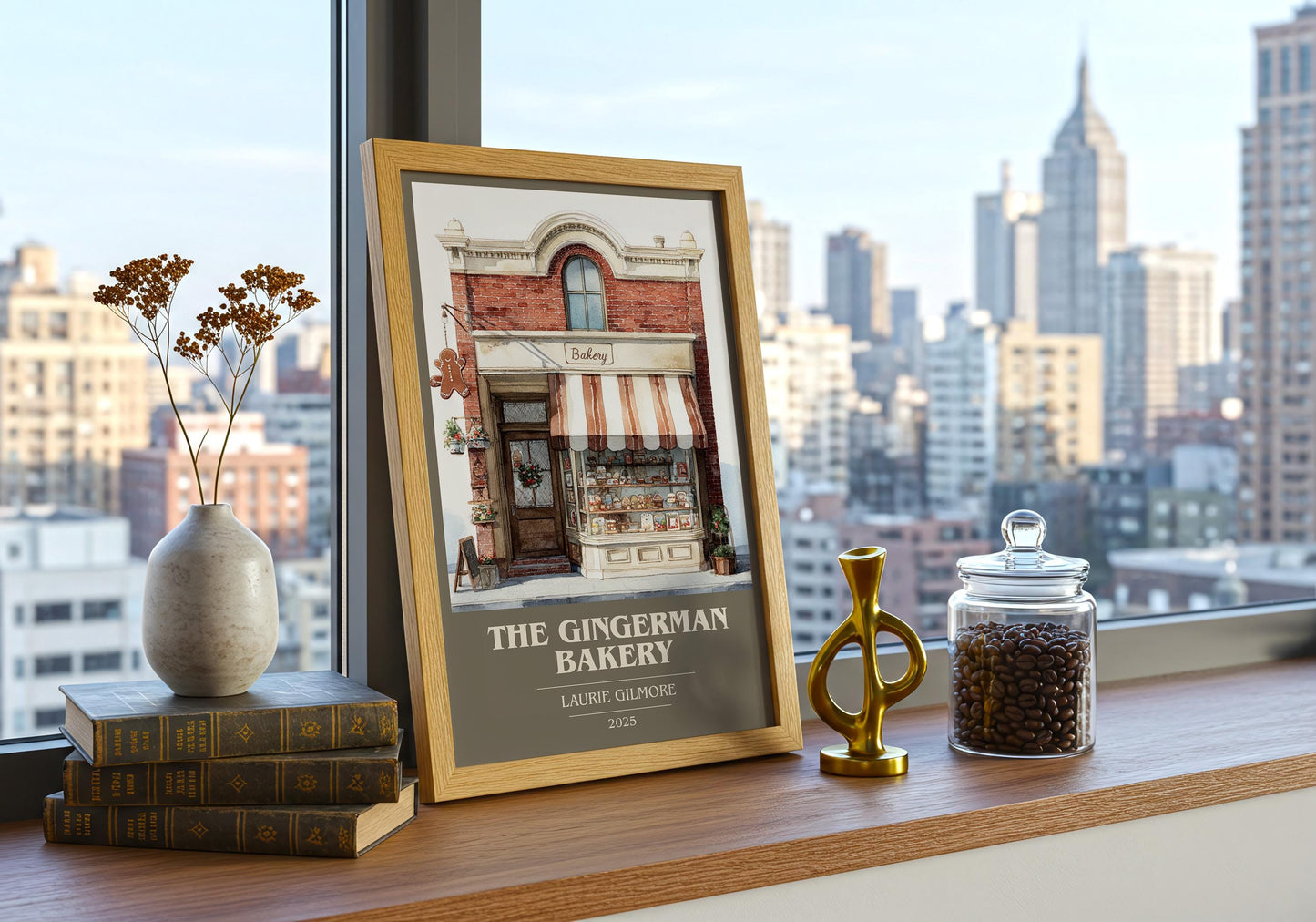 The Gingerman Bakery book cover book poster framed on wall – romance wall art