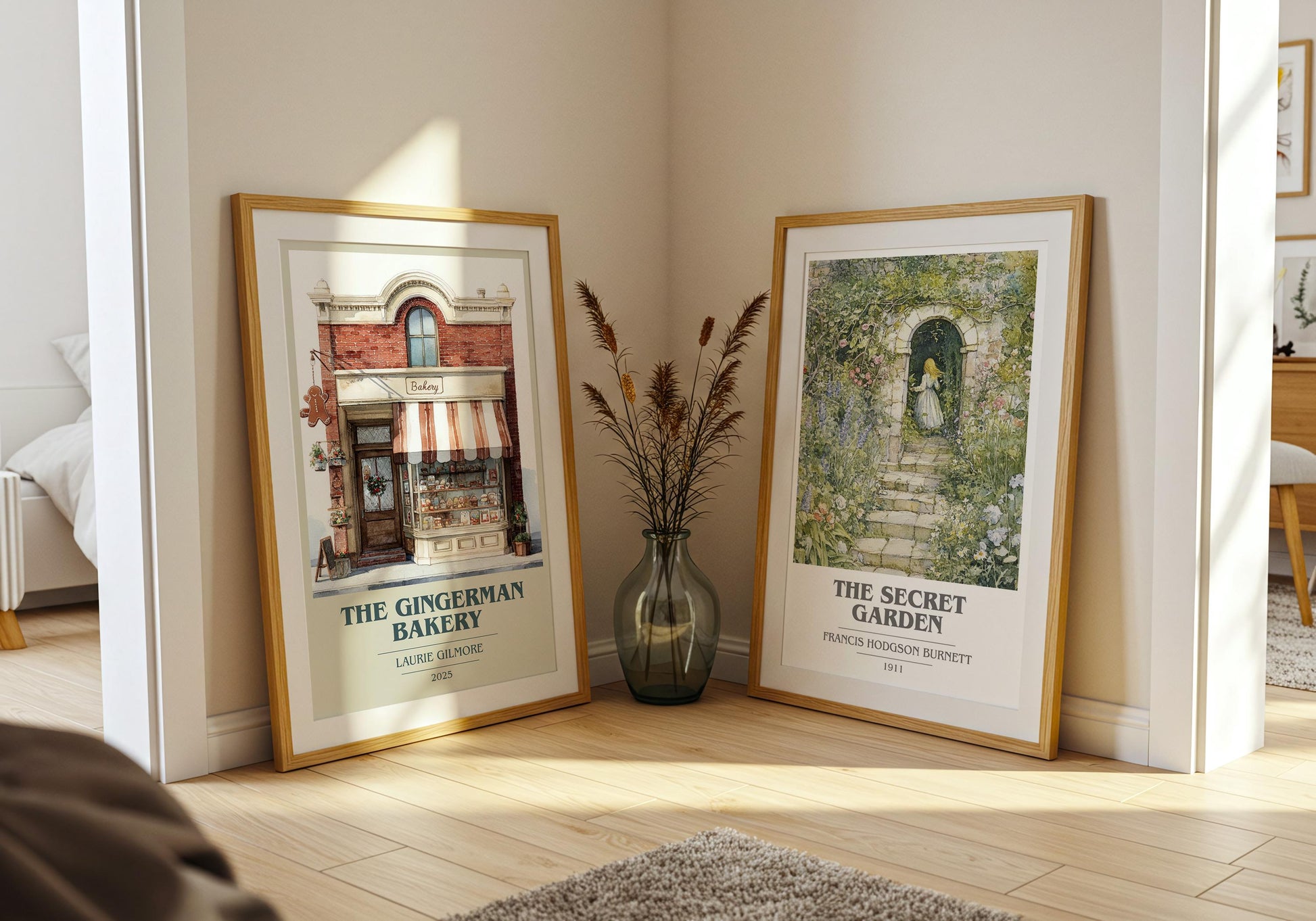 The Gingerman Bakery book cover poster paired in gallery wall – literary art prints