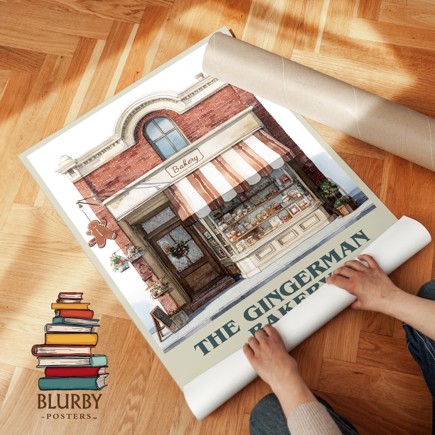 The Gingerman Bakery book poster packaging – museum-quality print rolled in protective tube