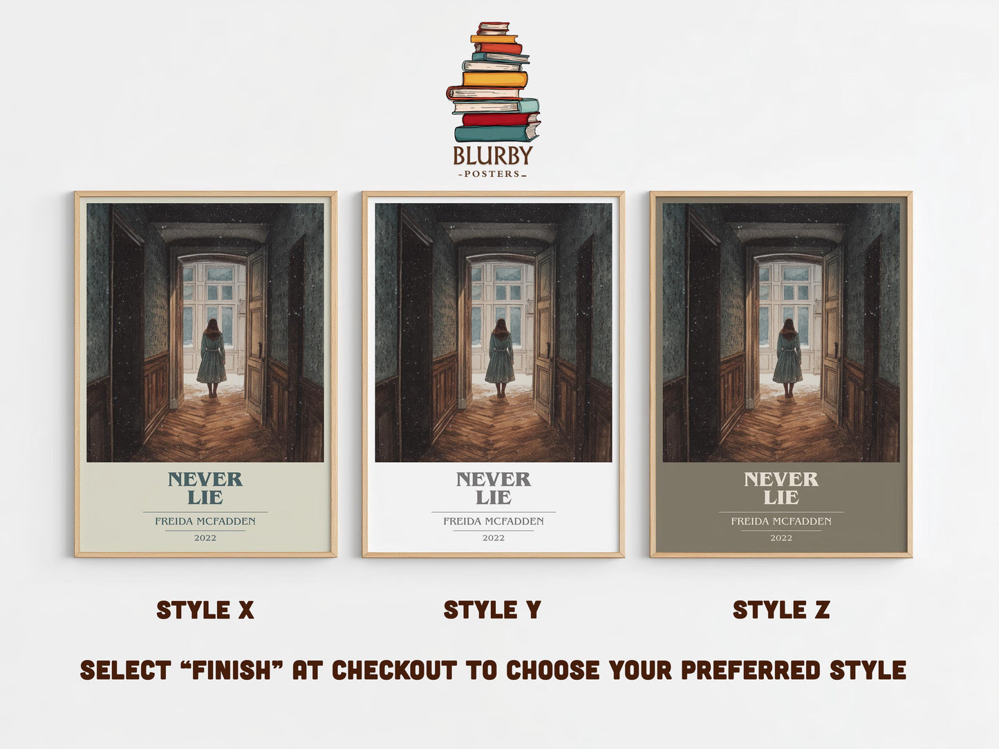 Never Lie book cover poster colour and style options – Freida McFadden book art