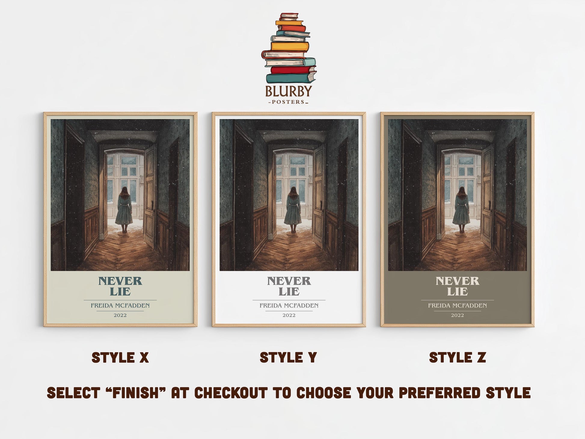Never Lie book cover poster colour and style options – Freida McFadden book art