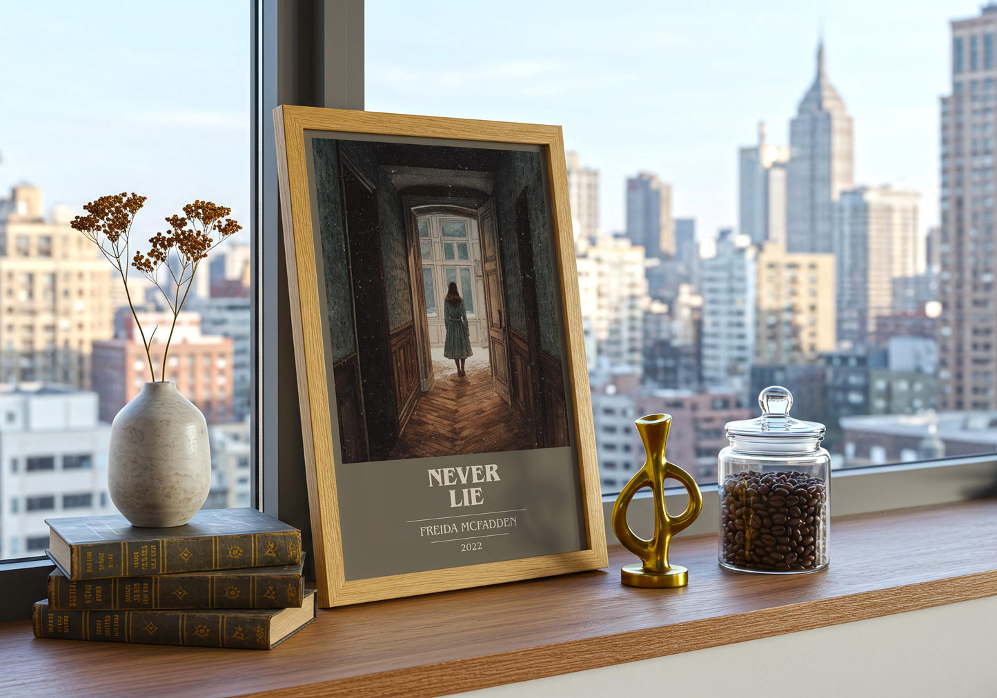 Never Lie book cover book poster framed on wall – romance wall art