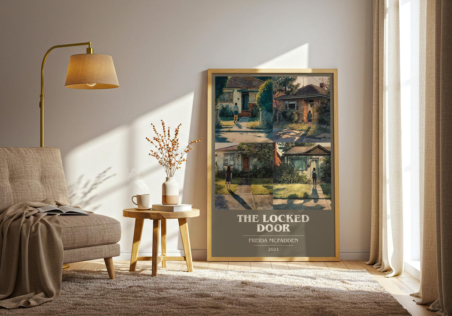 The Locked Door book cover print on bookshelf – Freida McFadden fan gift
