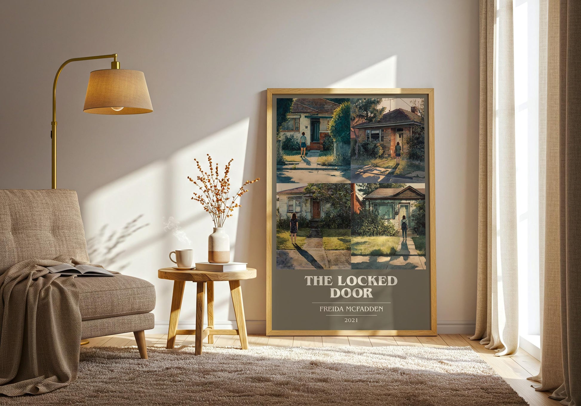 The Locked Door book cover print on bookshelf – Freida McFadden fan gift