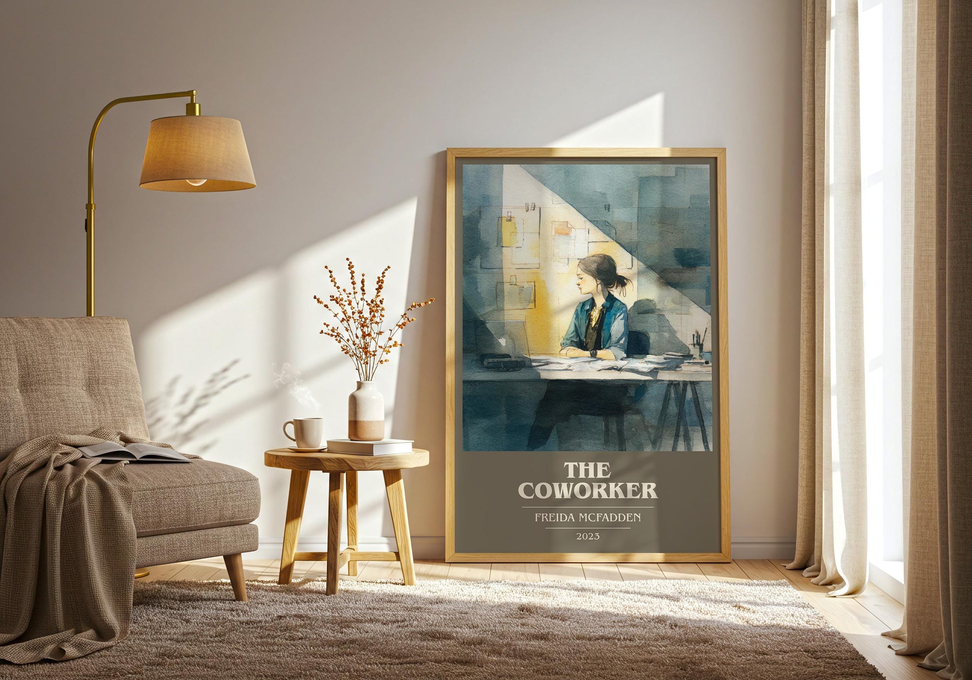 The Coworker book cover print on bookshelf – Freida McFadden fan gift