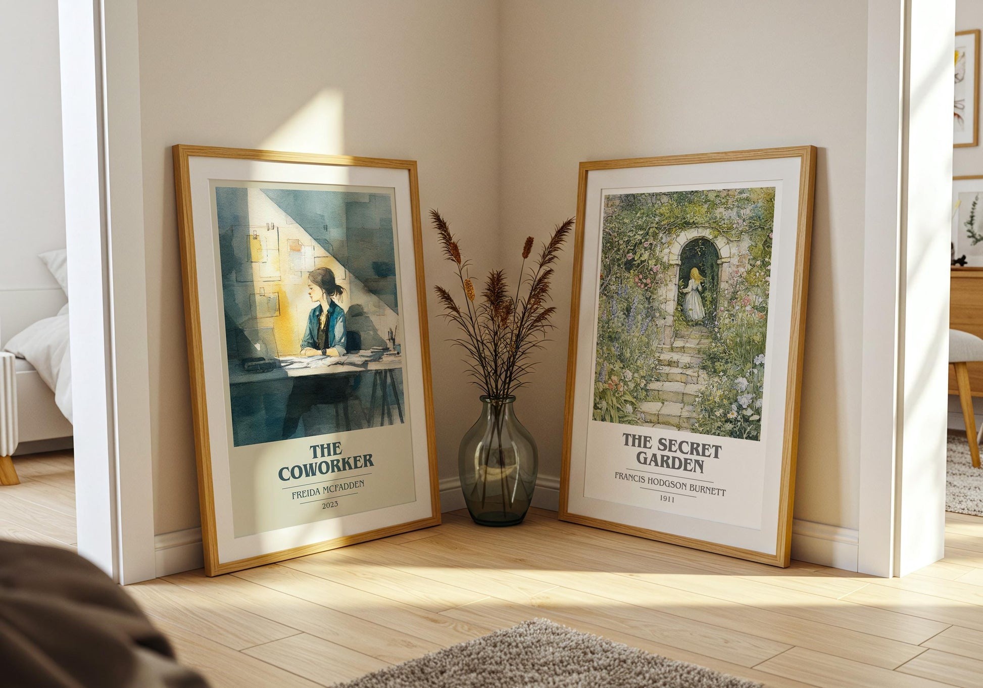 The Coworker book cover poster paired in gallery wall – literary art prints