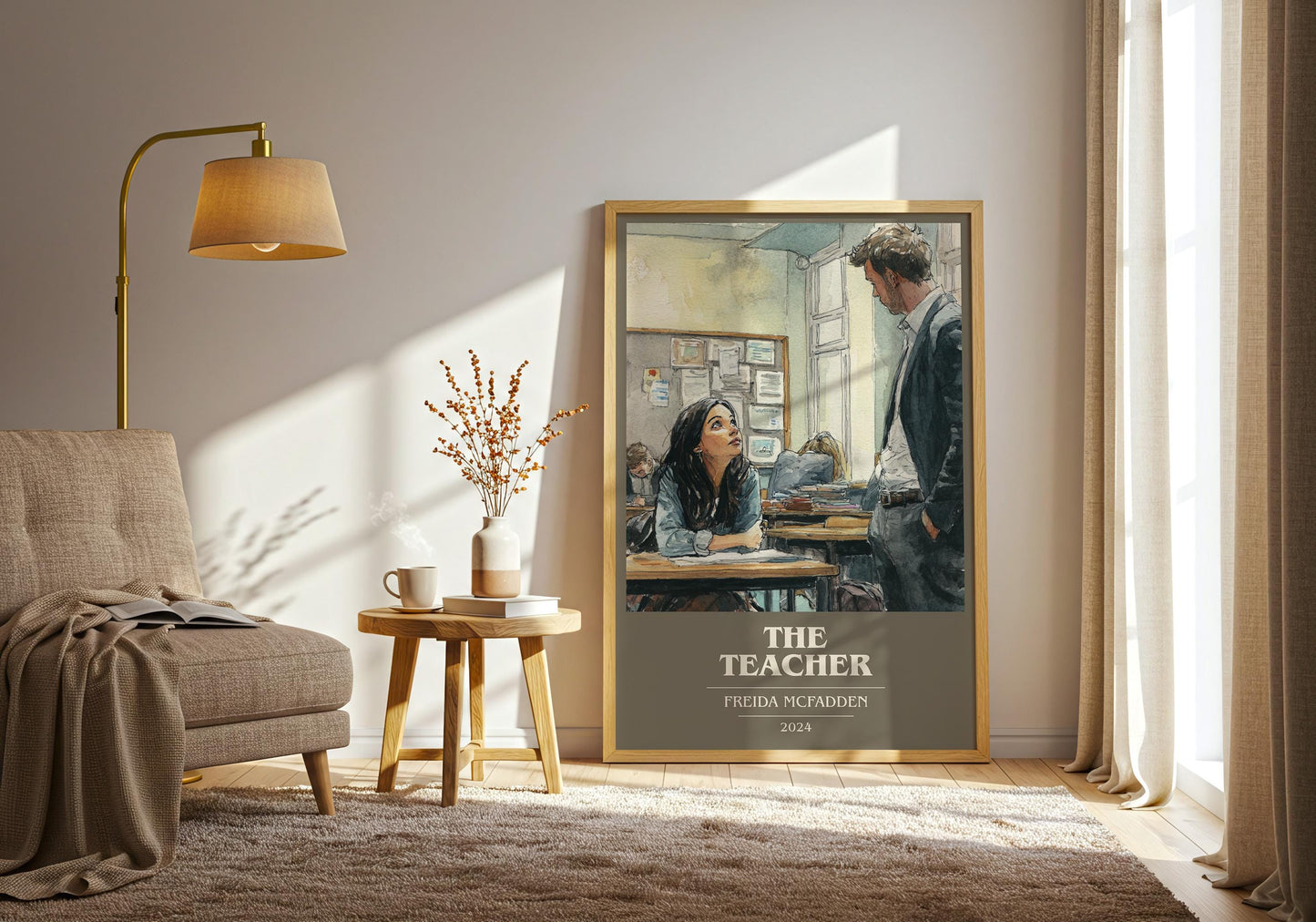 The Teacher book cover print on bookshelf – Freida McFadden fan gift