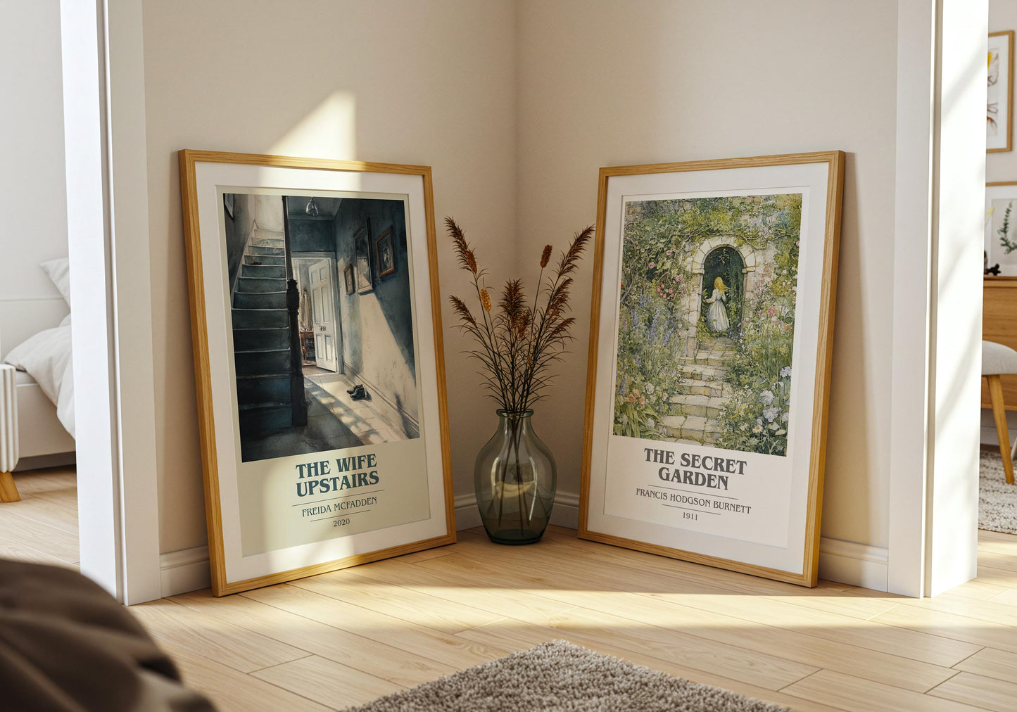 The Wife Upstairs book cover poster paired in gallery wall – literary art prints