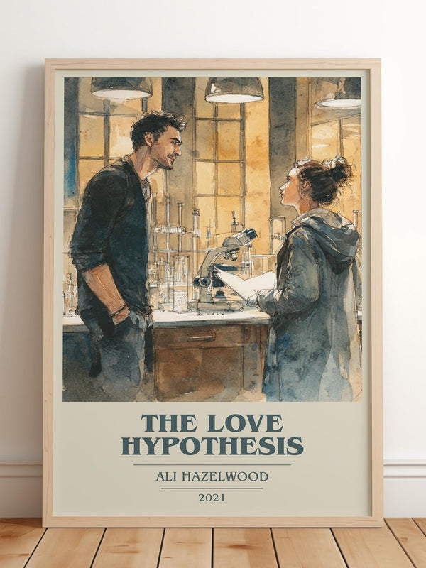 The Love Hypothesis book cover print in frame leaning in hallway – thriller wall art
