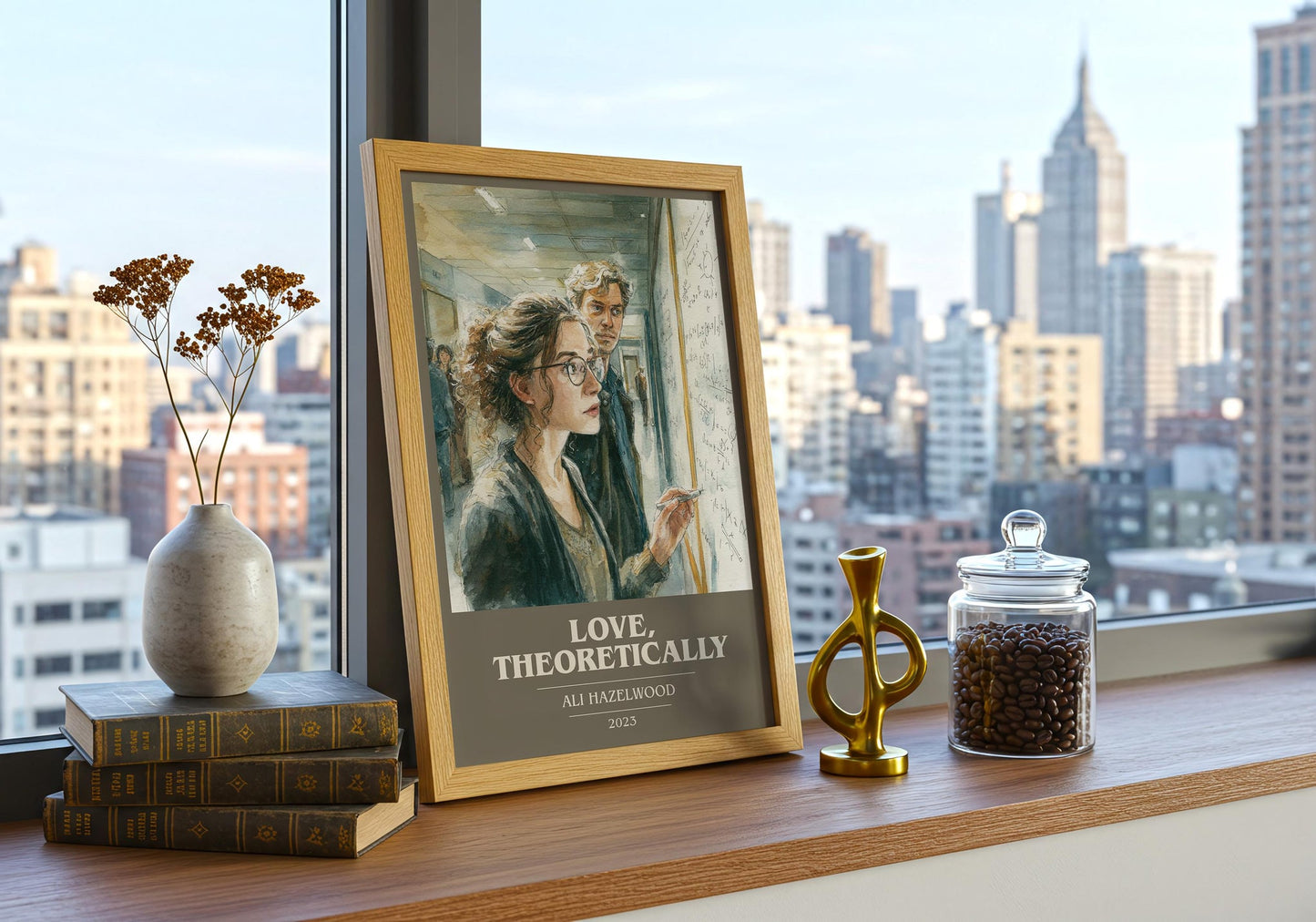 Love, Theoretically book cover book poster framed on wall – romance wall art
