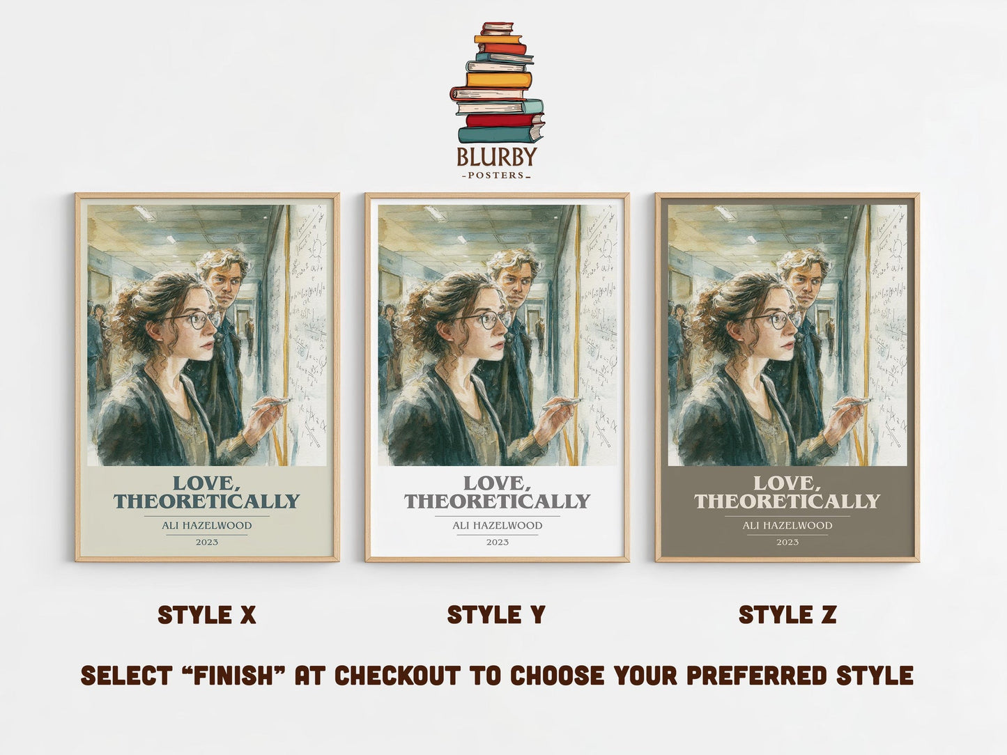 Love, Theoretically book cover poster colour and style options – Ali Hazelwood book art