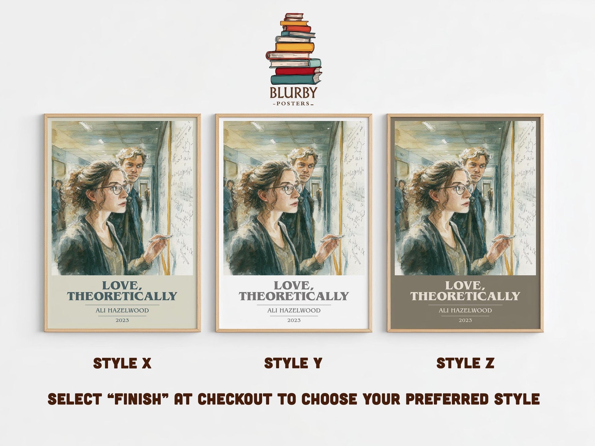 Love, Theoretically book cover poster colour and style options – Ali Hazelwood book art