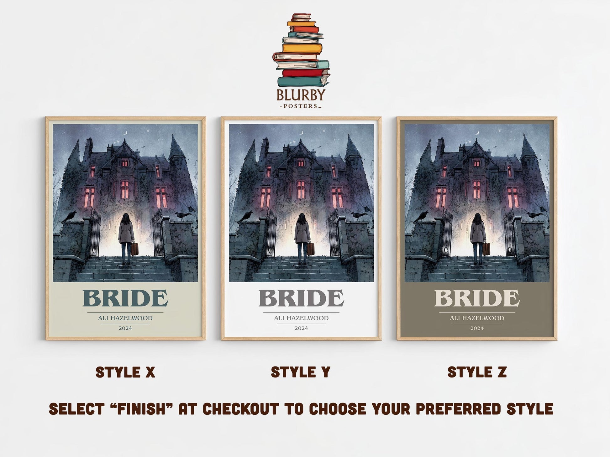 Bride book cover poster colour and style options – Ali Hazelwood book art