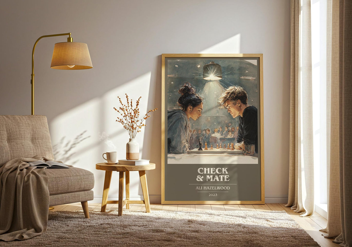Check & Mate book cover print on bookshelf – Ali Hazelwood fan gift