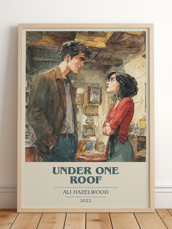 Under One Roof book cover print in frame leaning in hallway – romance wall art