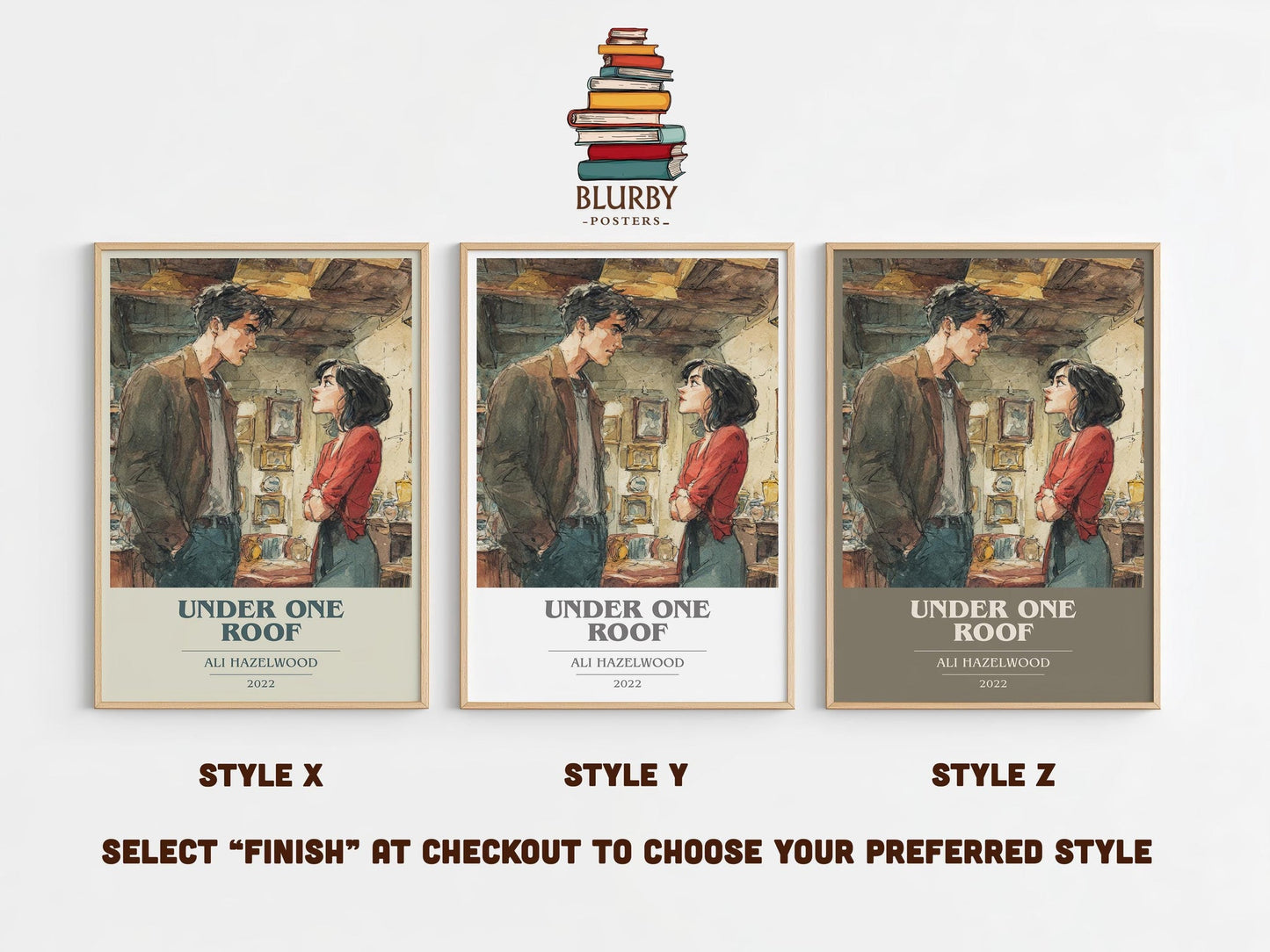 Under One Roof book cover poster colour and style options – Ali Hazelwood book art