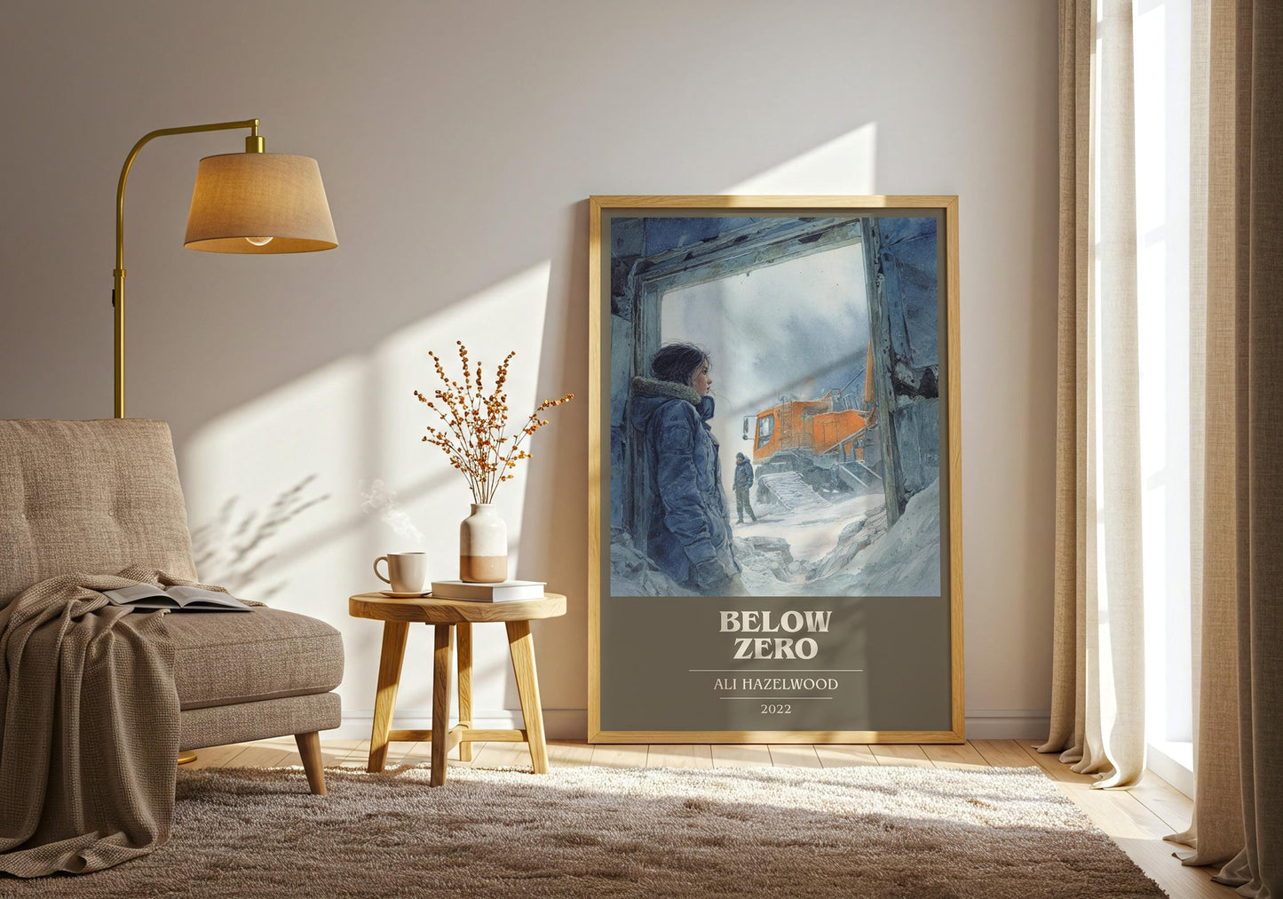 Below Zero book cover print on bookshelf – Ali Hazelwood fan gift