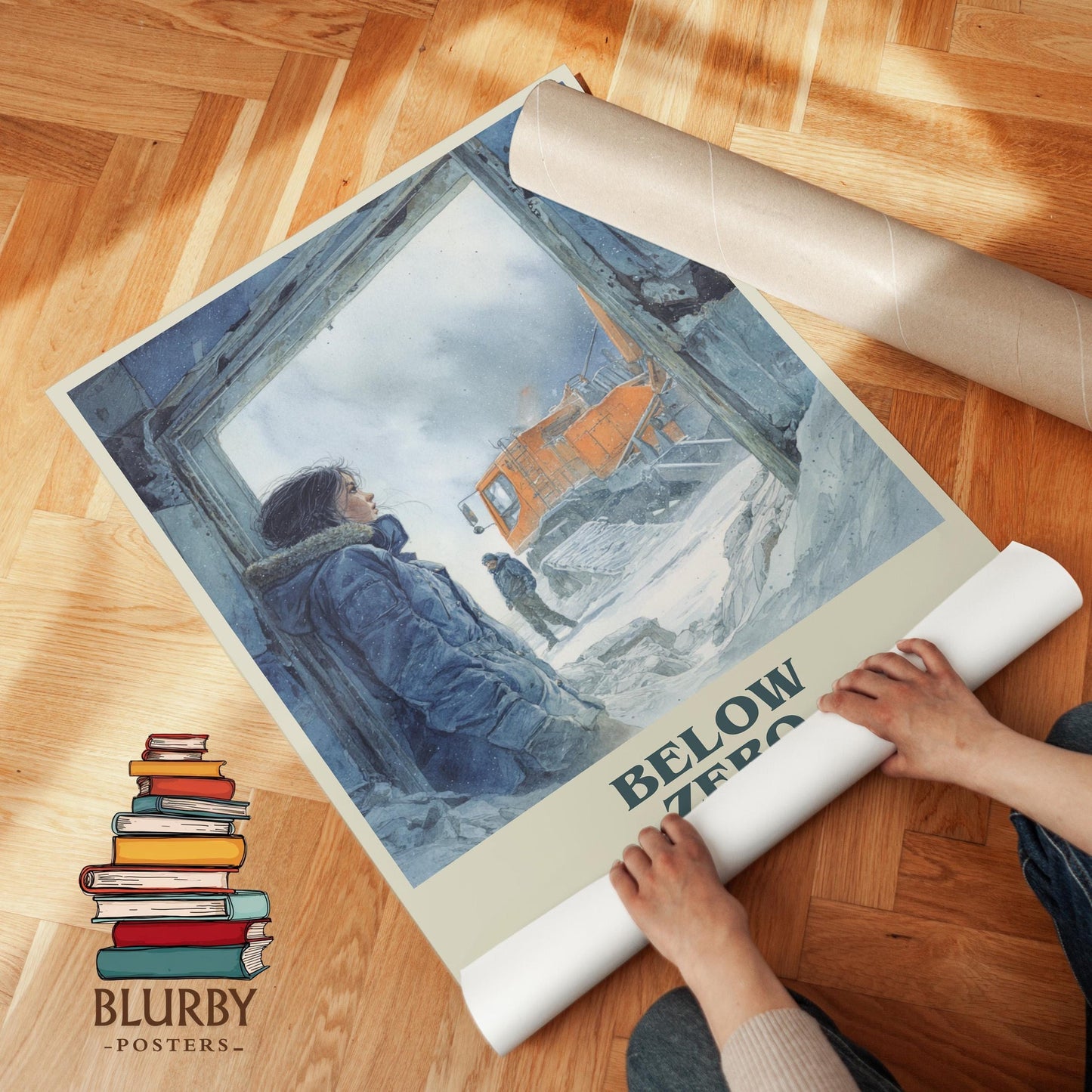 Below Zero book poster packaging – museum-quality print rolled in protective tube