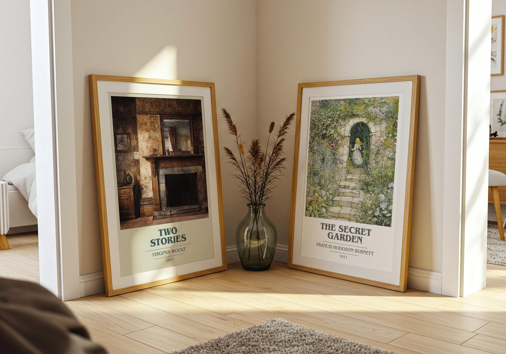 Two Stories book cover poster paired in gallery wall – literary art prints