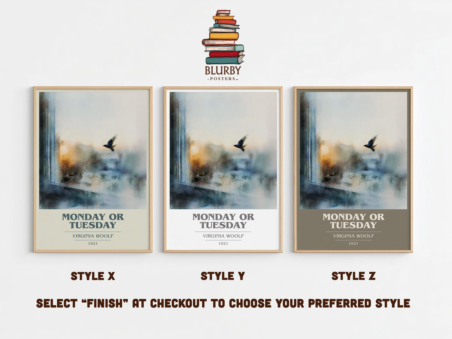Monday Or Tuesday book cover print in frame leaning in hallway – classic literature wall art