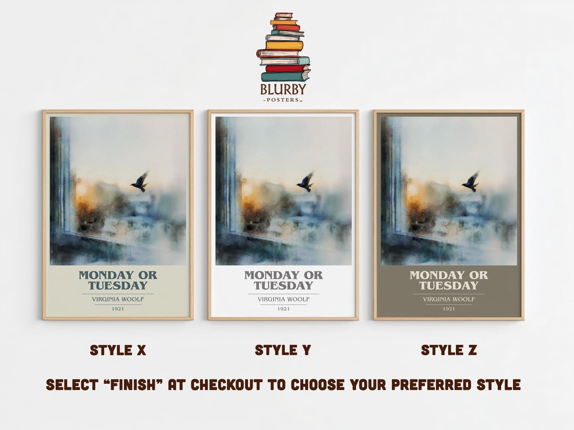 Monday Or Tuesday book cover print in frame leaning in hallway – classic literature wall art