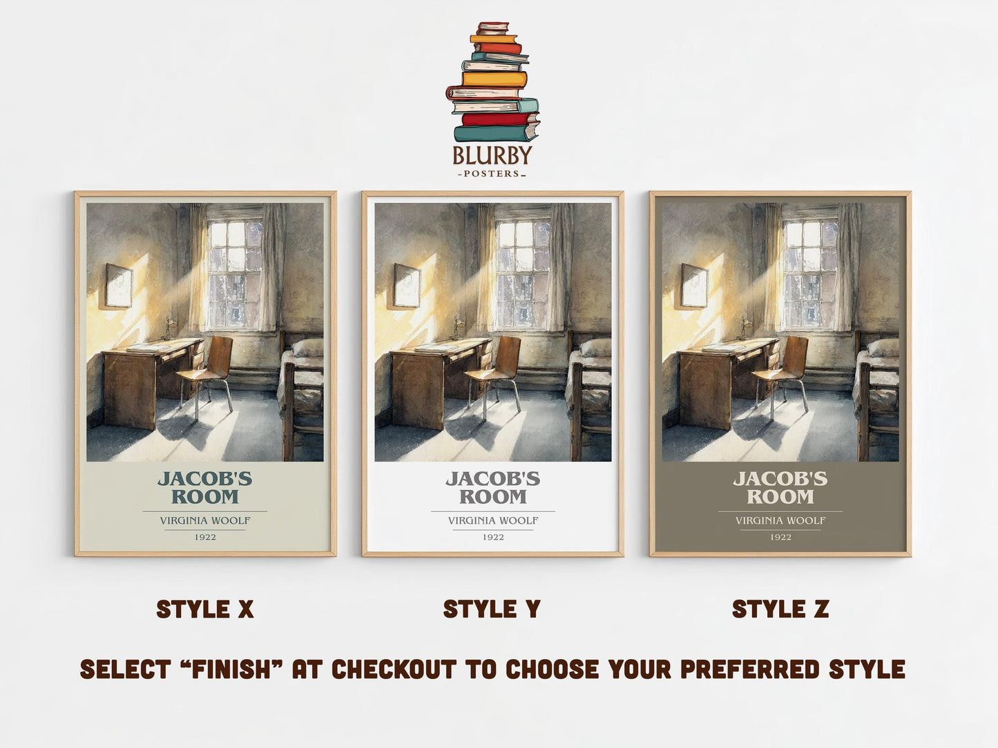 Jacob's Room book cover poster colour and style options – Virginia Woolf book art