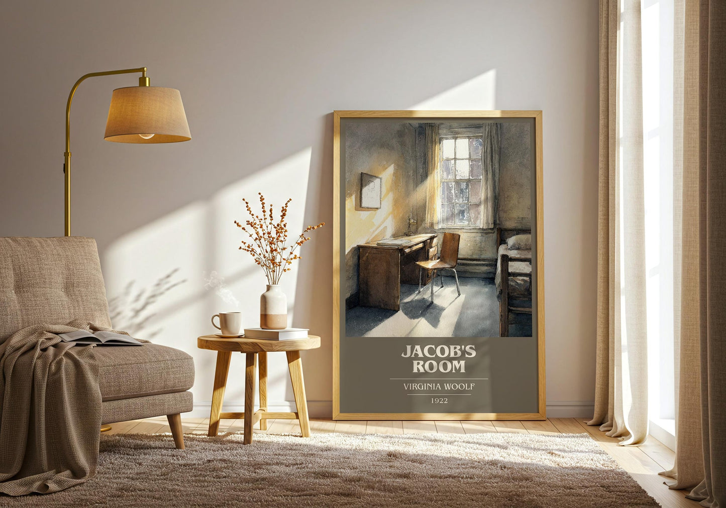 Jacob's Room book cover print on bookshelf – Virginia Woolf fan gift