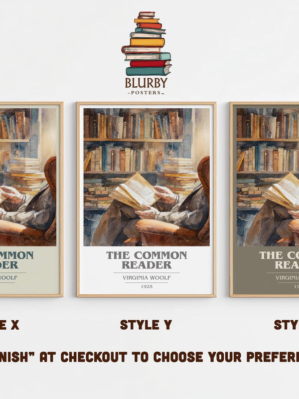 The Common Reader book cover print in frame leaning in hallway – non fiction wall art