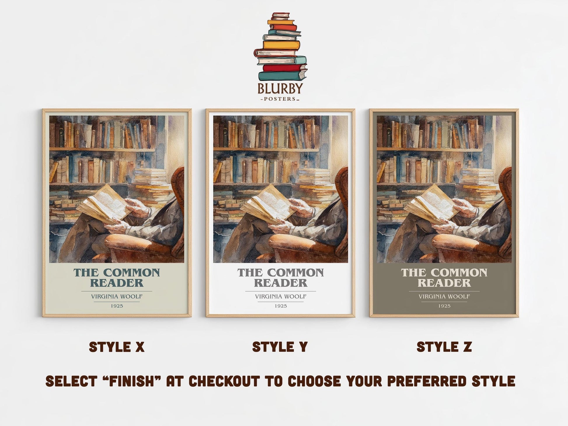 The Common Reader book cover print in frame leaning in hallway – non fiction wall art