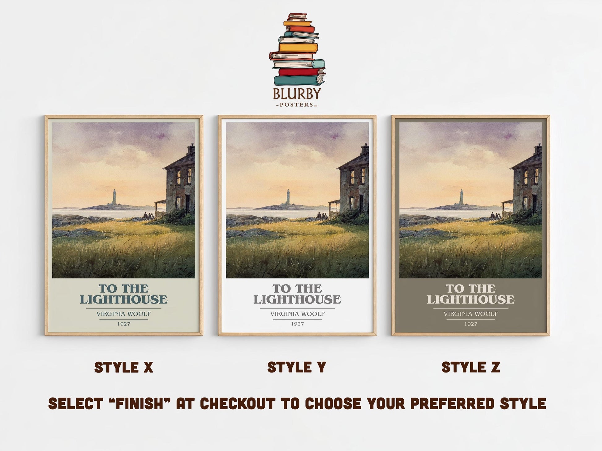 To the Lighthouse book cover print in frame leaning in hallway – non fiction wall art