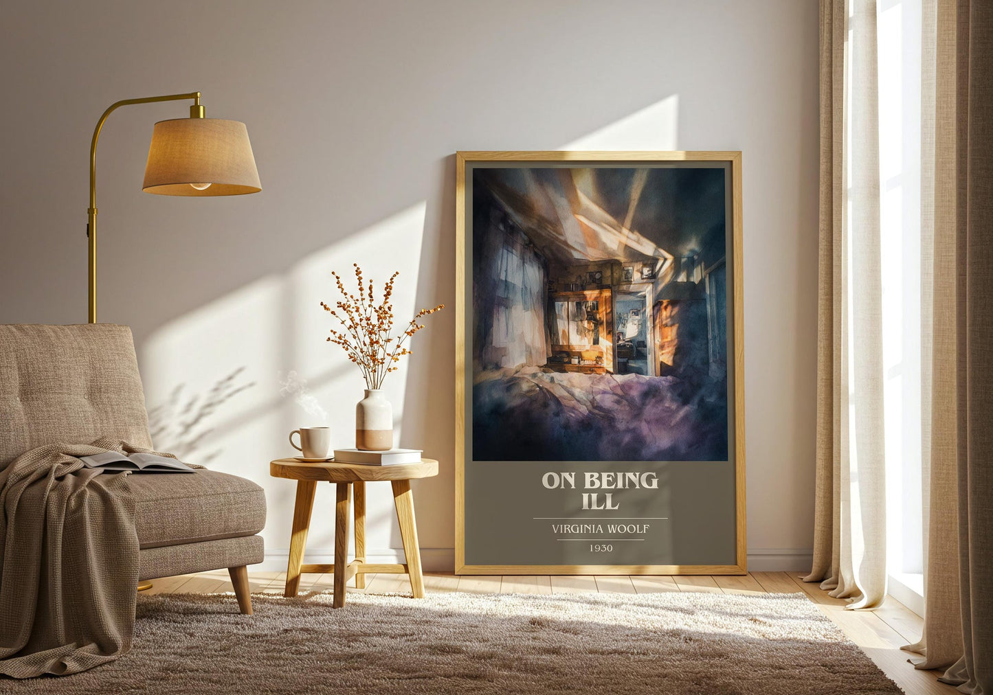 On Being Ill book cover poster paired in gallery wall – literary art prints