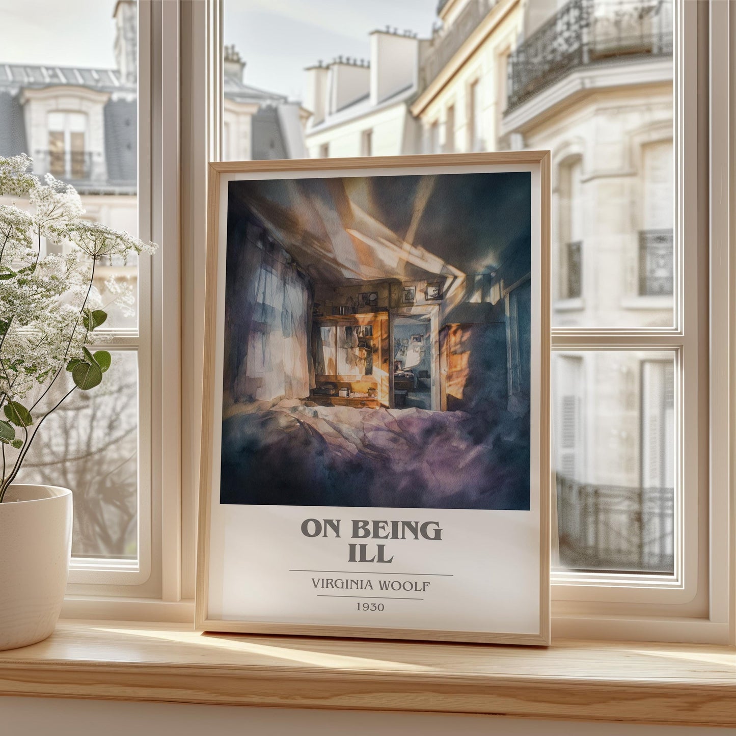 On Being Ill book cover book poster framed on wall – classic literature wall art
