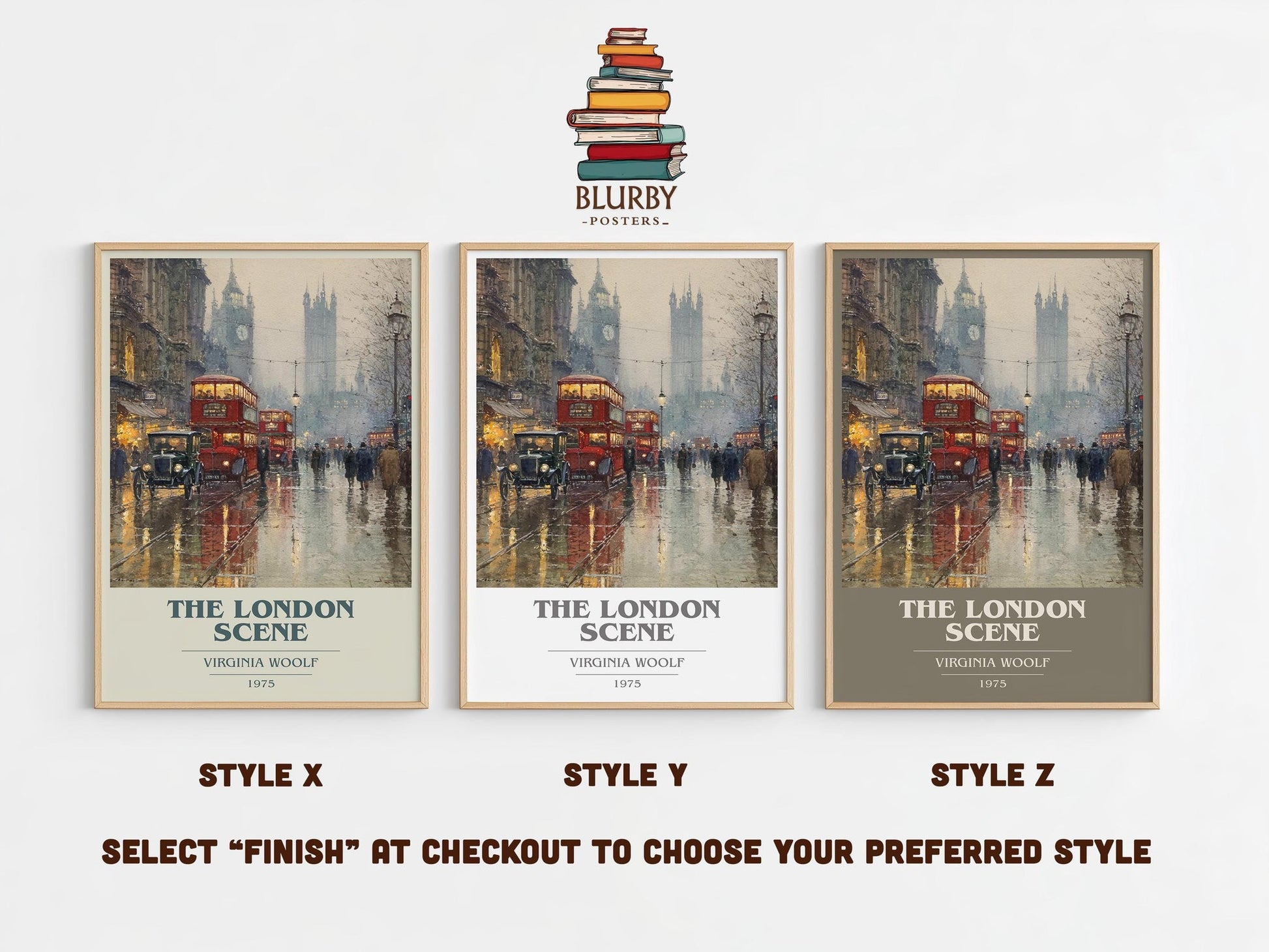 The London Scene book cover poster colour and style options – Virginia Woolf book art
