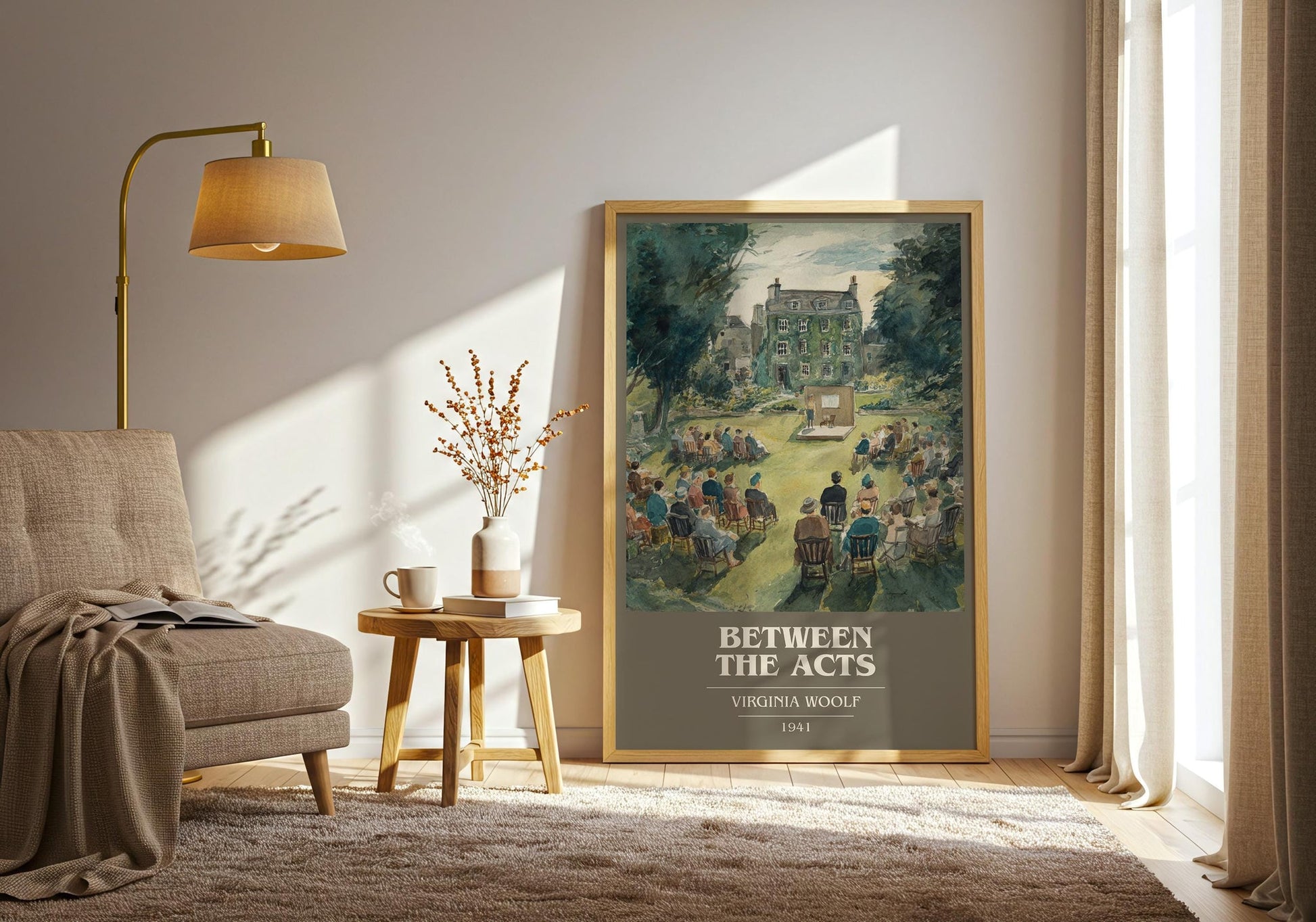 Between the Acts book cover print on bookshelf – Virginia Woolf fan gift