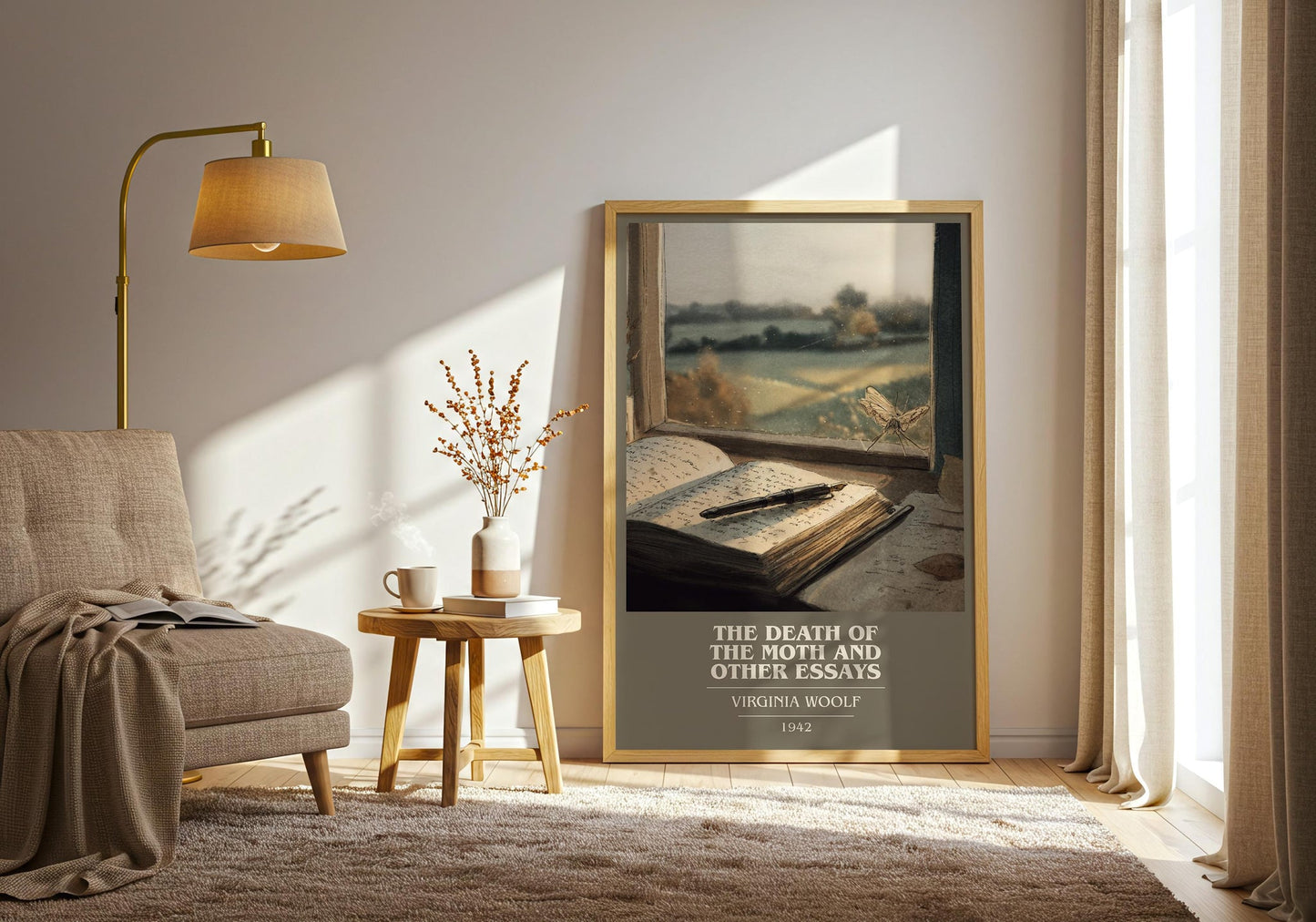 The Death of the Moth and Other Essays book cover book poster framed on wall – classic literature wall art