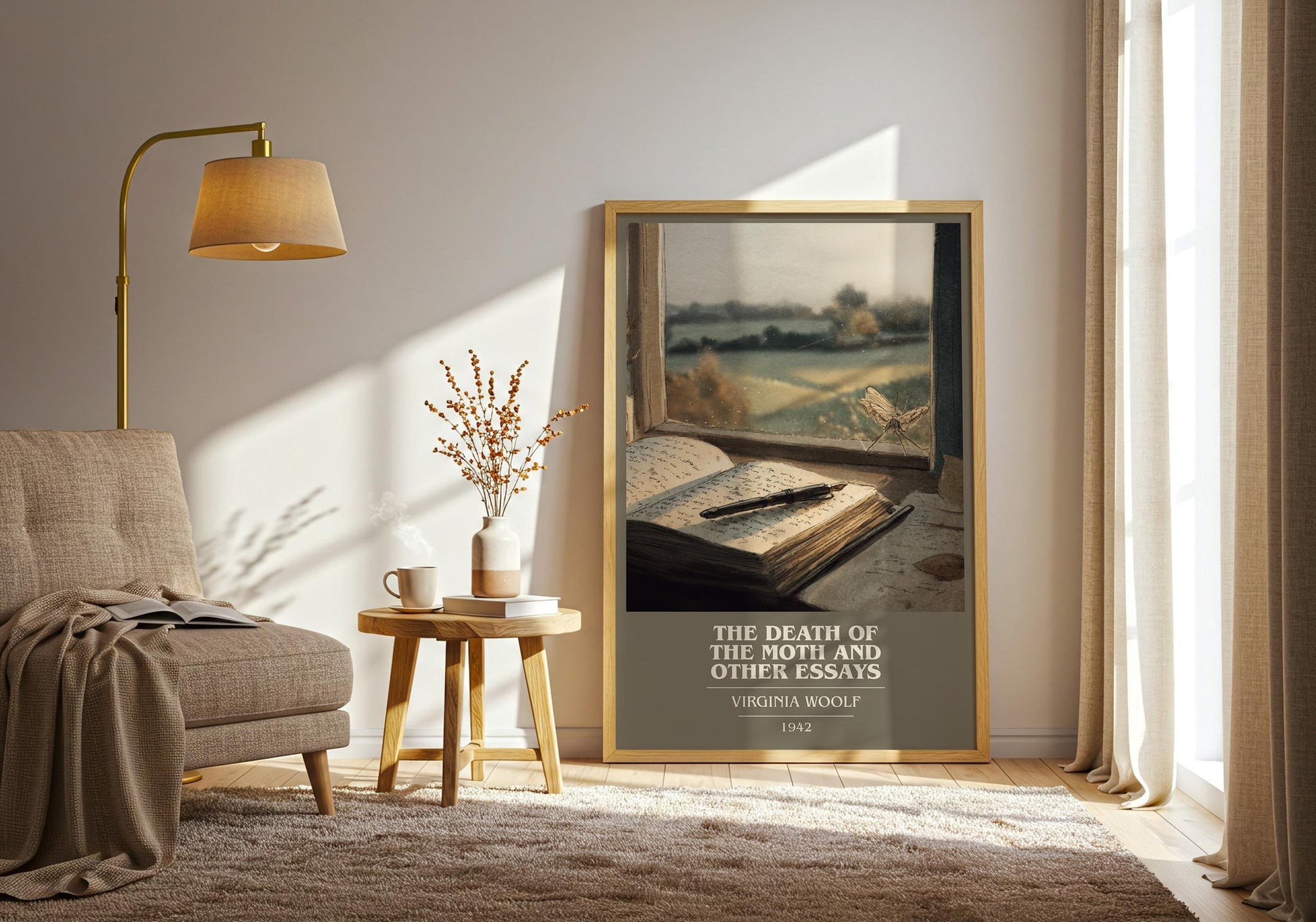 The Death of the Moth and Other Essays book cover book poster framed on wall – classic literature wall art