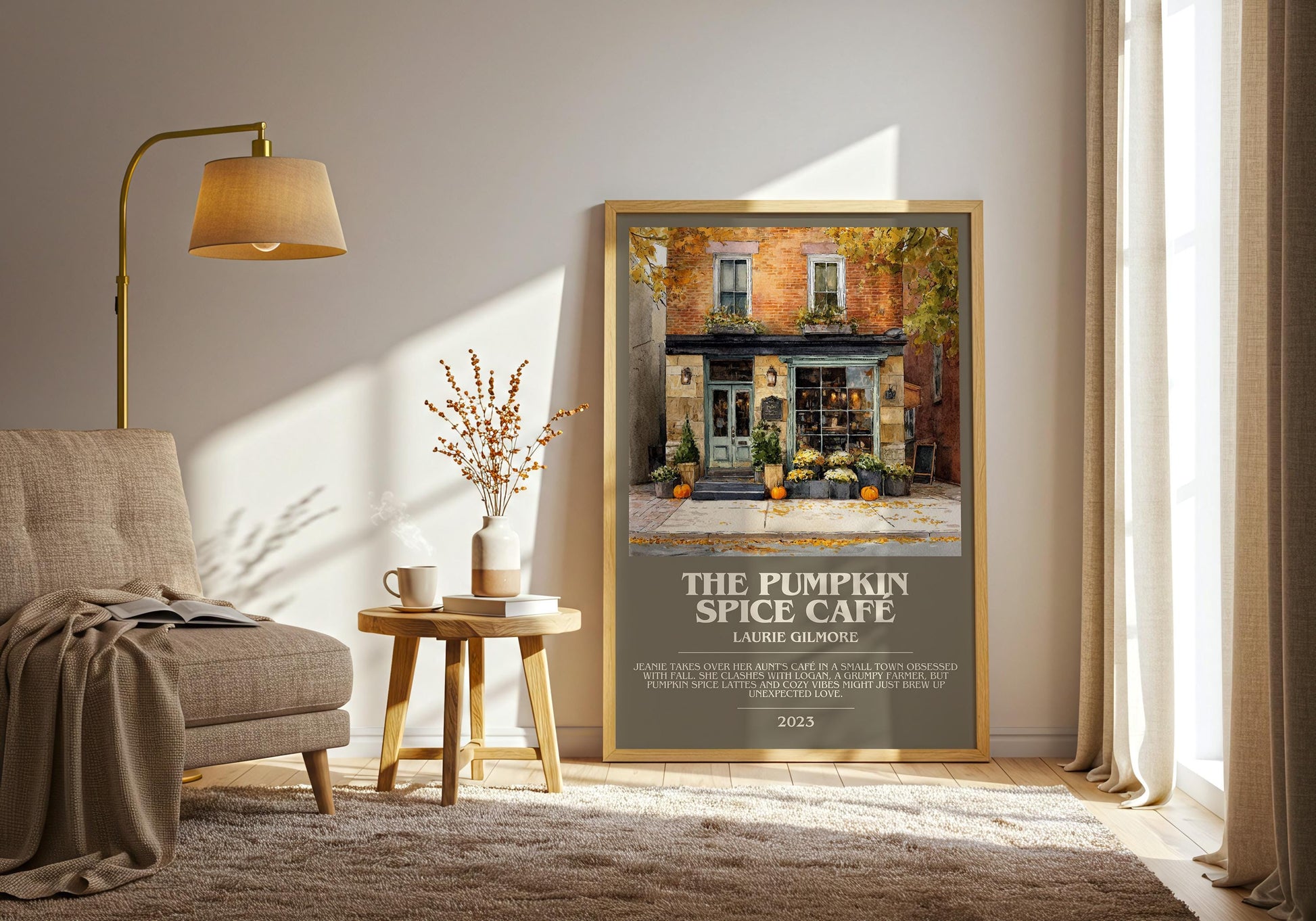 The Pumpkin Spice Café bookish print on bookshelf – Laurie Gilmore fan gift