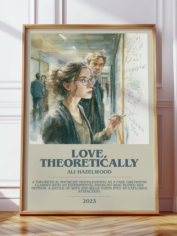 Love, Theoretically bookish print in frame leaning in hallway – romance wall art
