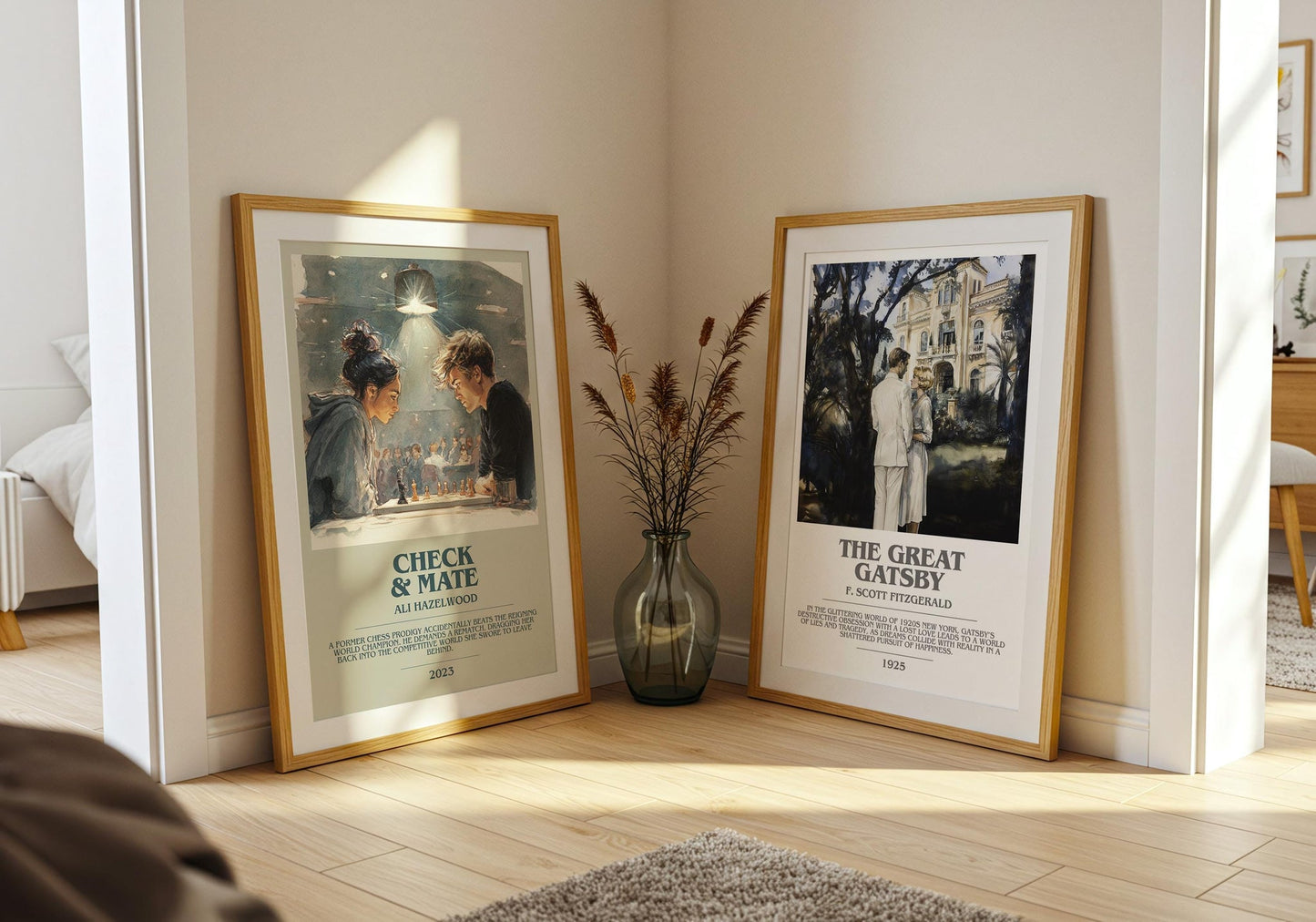 Check & Mate bookish poster paired in gallery wall – literary art prints