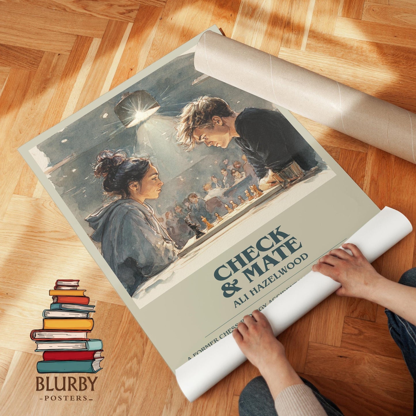 Check & Mate book poster packaging – museum-quality print rolled in protective tube