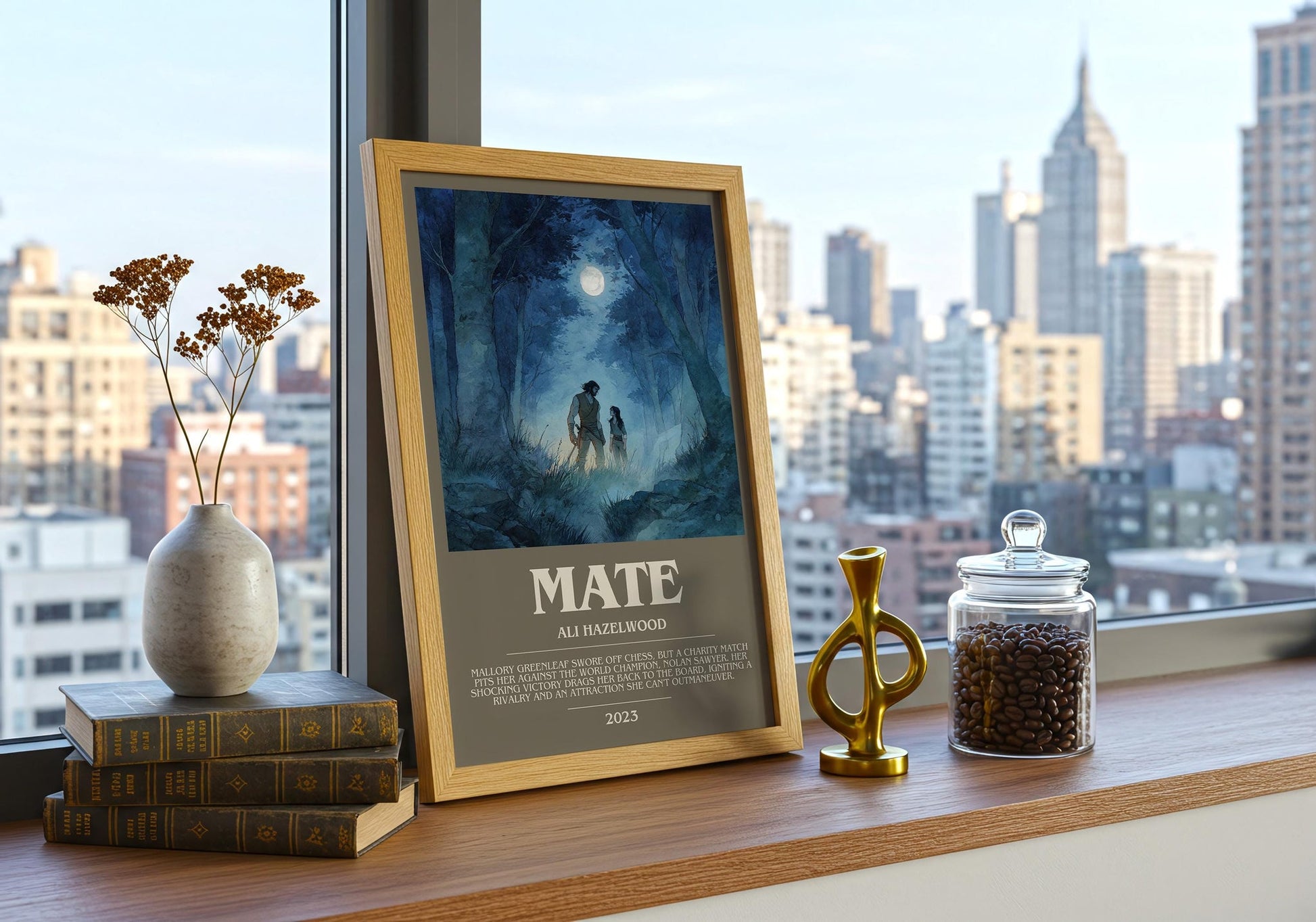 Mate bookish book poster framed on wall – romance wall art