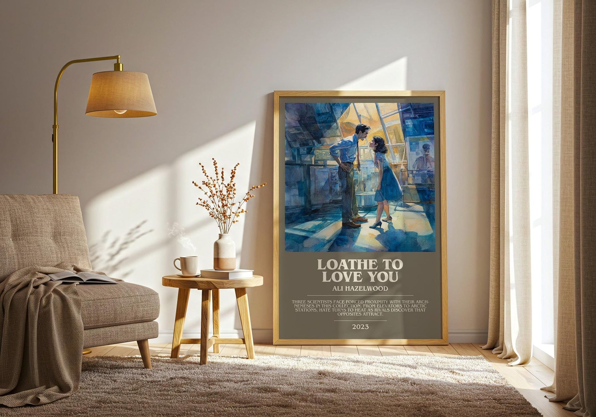 Loathe to Love You bookish print on bookshelf – Ali Hazelwood fan gift