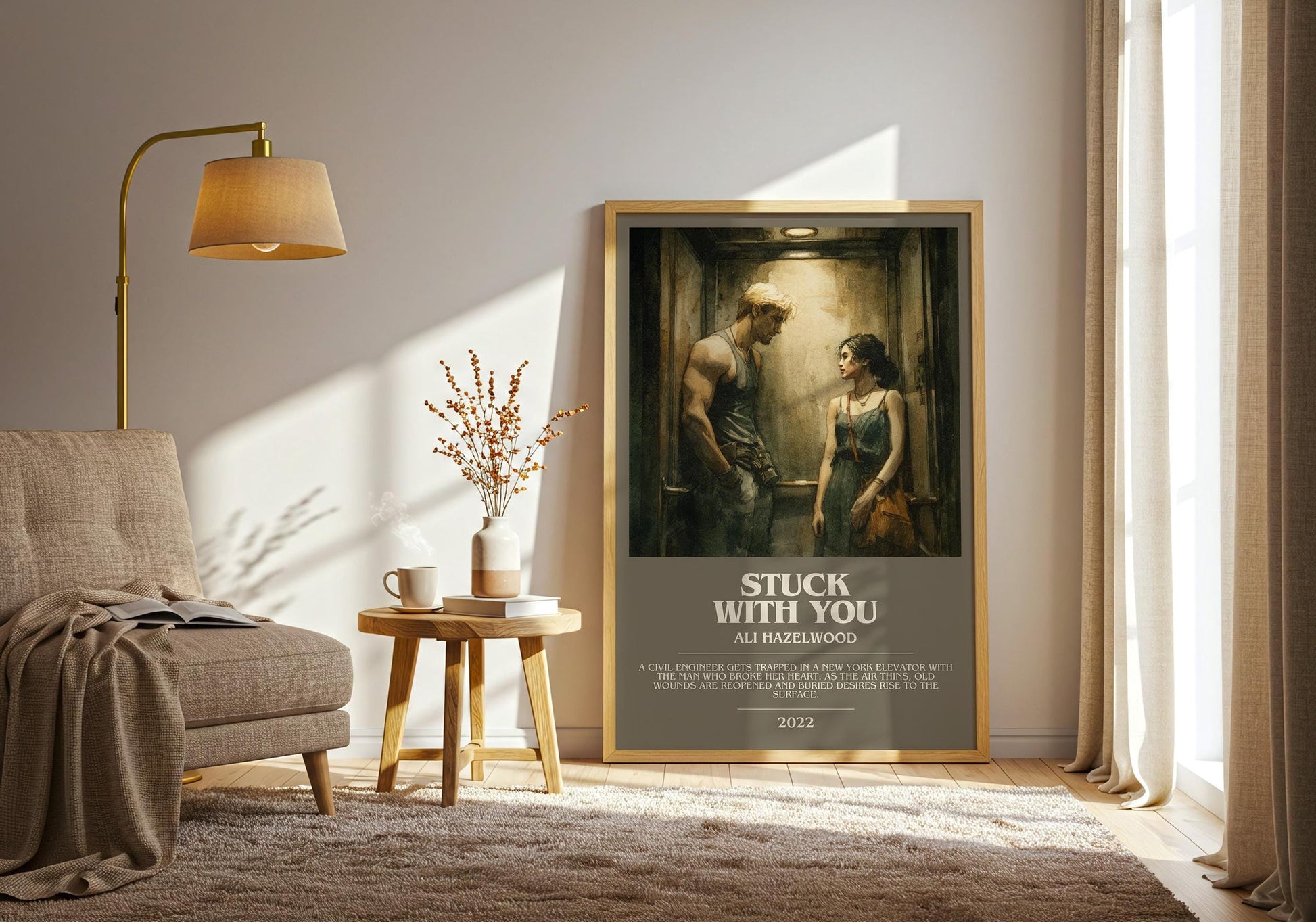 Stuck with You bookish print on bookshelf – Ali Hazelwood fan gift