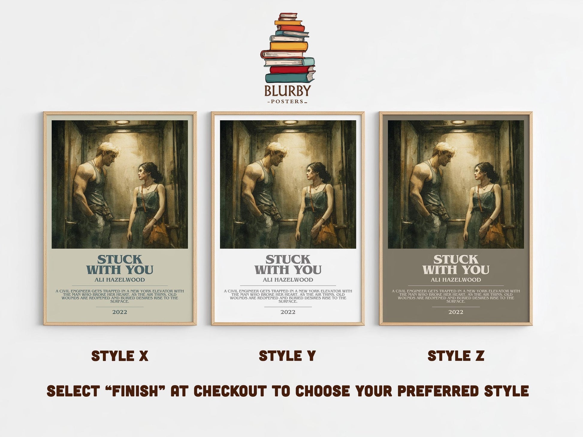 Stuck with You bookish poster colour and style options – Ali Hazelwood book art