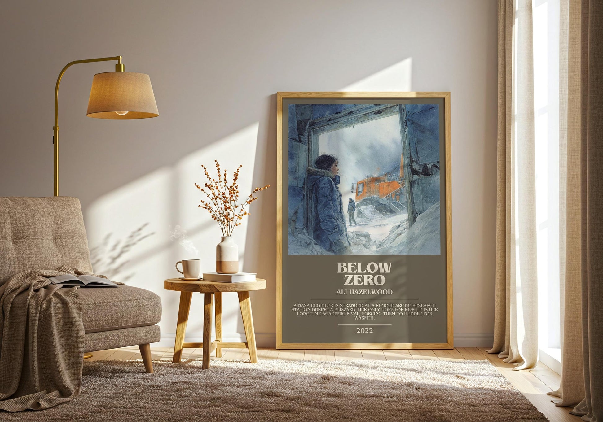 Below Zero bookish print on bookshelf – Ali Hazelwood fan gift